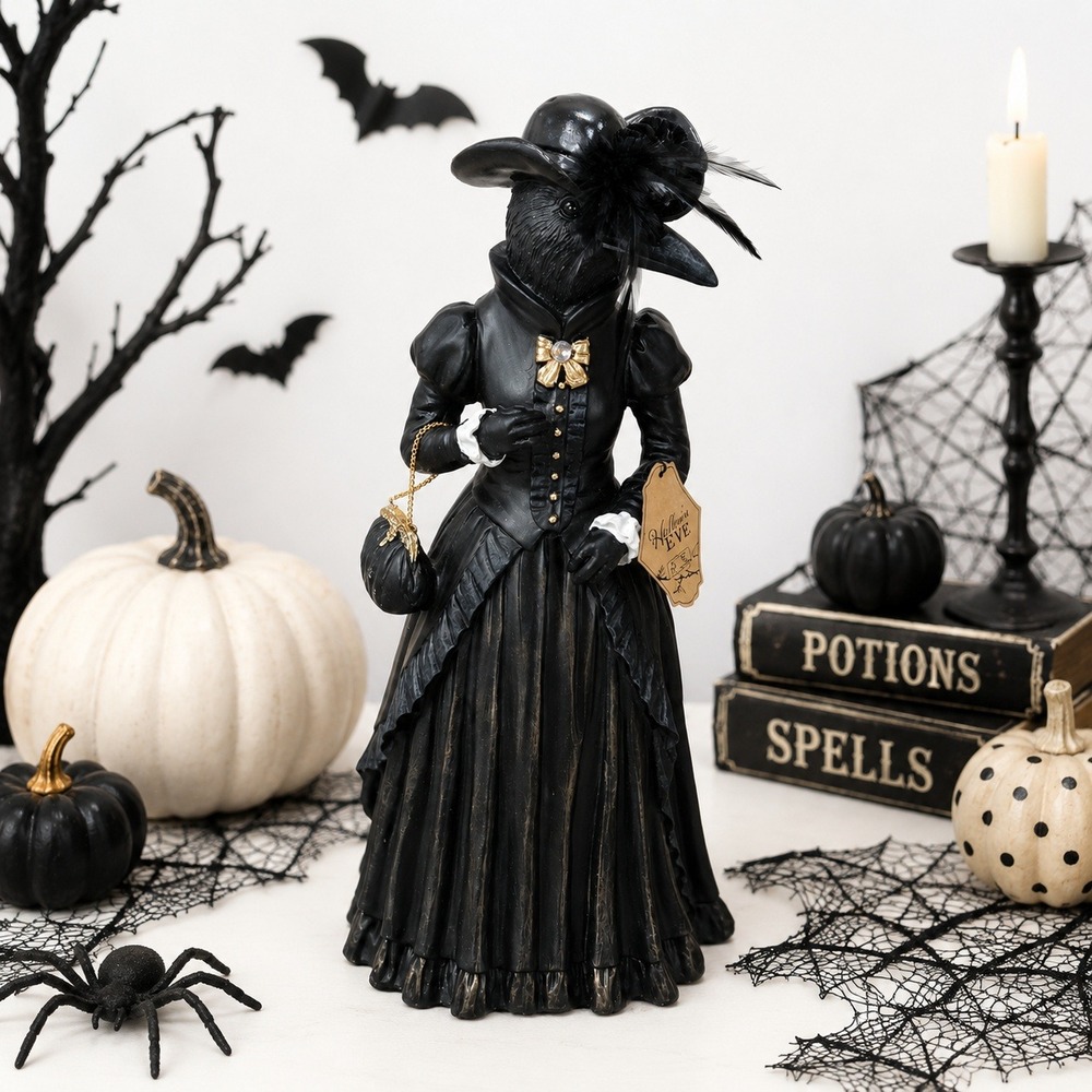 Hallow's Eve Victorian Raven Lady Figurine Large Black Whimsigoth Halloween